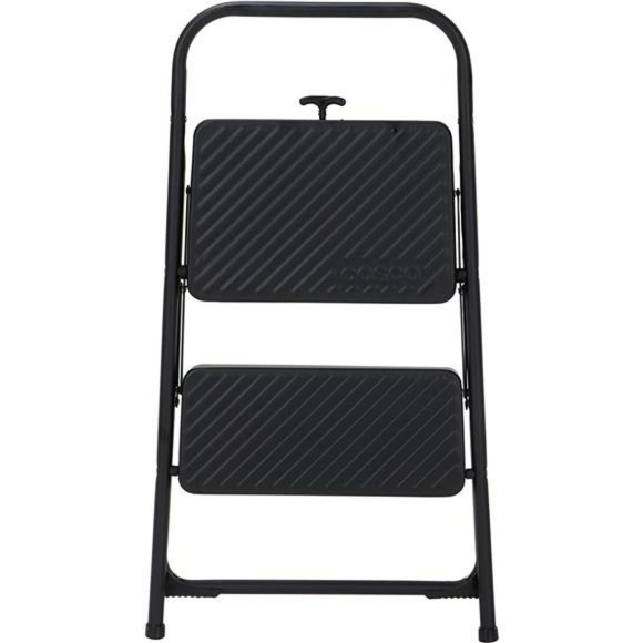 Two-Step Household Folding Step Stool, All Black, 7ft 11in Reach Height - Picture 5 of 7